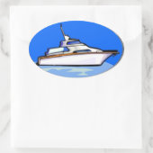 Yacht in Oval Ovaler Aufkleber (Tasche)