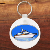 Yacht in Oval Schlüsselanhänger (Vorderseite)