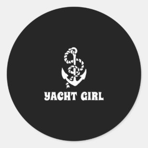 Yacht Mädchen Yacht Party Segelboot Kapitän Kreuzf Runder Aufkleber