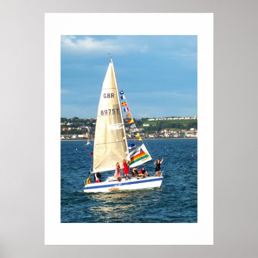 Yacht mit Flaggen Jersey Poster (Vorne)