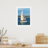 Yacht mit Flaggen Jersey Poster (Küche)