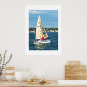 Yacht mit Flaggen Jersey Poster (Küche)