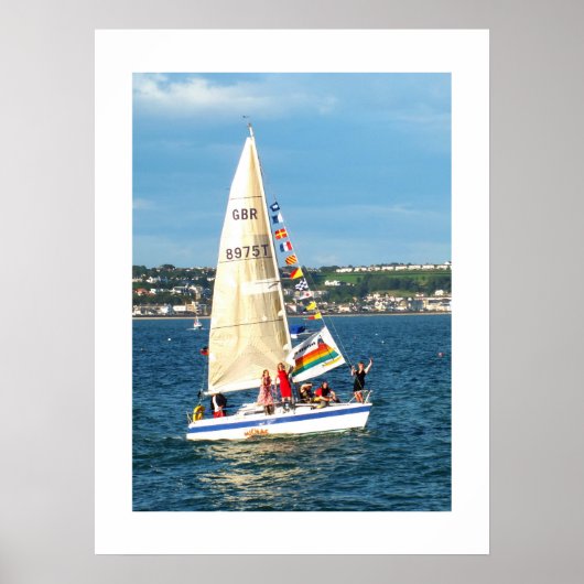 Yacht mit Flaggen Jersey Poster (Vorne)
