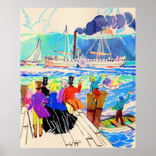 Yacht-Renndruck des 19. Jahrhunderts Poster