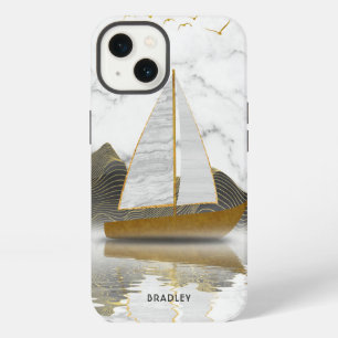 Yacht-Segeln stilvoll modern goldener Marmor Name iPhone 13 Hülle