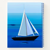 Yacht Under Sail, Cobalt Blue Journal Notizblock (Rückseite)