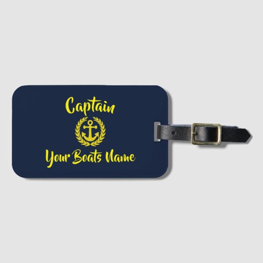 Yachtanker-Segelboot Kapitän Text Gepäckanhänger (Vorderseite (Horizontal))