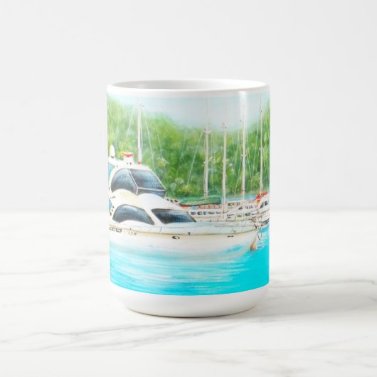 Yachtboote für Australische Malerei Kaffeetasse (Mittel)