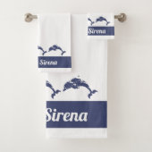 Yachtdeck Nautic Blue and White Delphins Badhandtuch Set (Insitu)