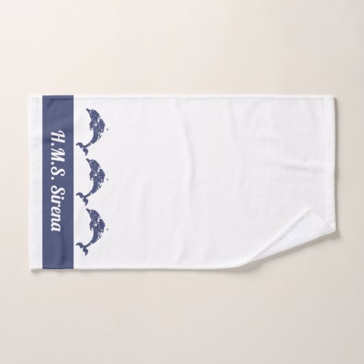 Yachtdeck Nautic Blue and White Delphins Badhandtuch Set (Handtuch)