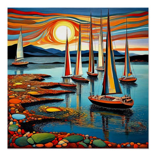 Yachten am Ufer Poster (Vorderseite)