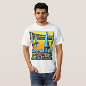 Yachten an Felsen T-Shirt (Vorne ganz)