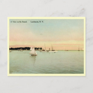 Yachten auf dem Sound, Larchmont, New York Vintag Postkarte
