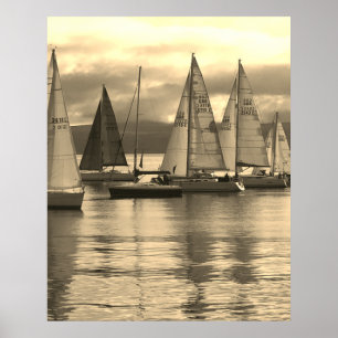 Yachten in der Rothesay Bay, Schottland. Poster