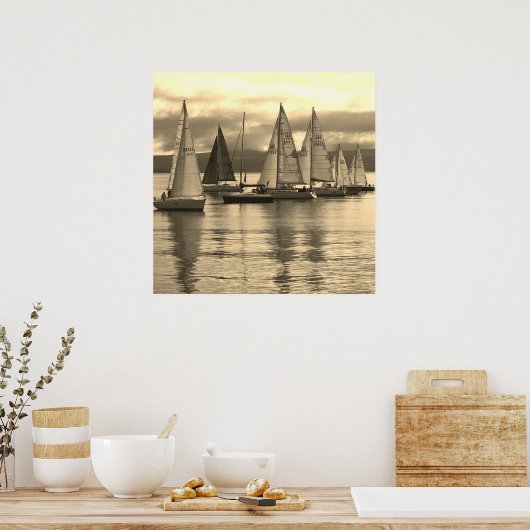 Yachten in Rothesay Bay, Schottland. Poster (Küche)