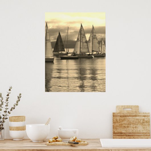 Yachten in Rothesay Bay, Schottland. Poster (Küche)