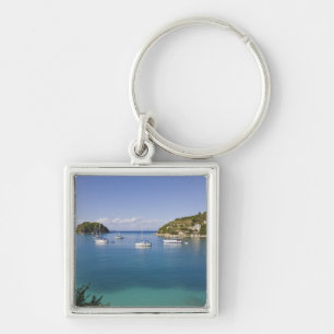 Yachten vor Anker, Lakka, Paxos, Griechenland Schlüsselanhänger