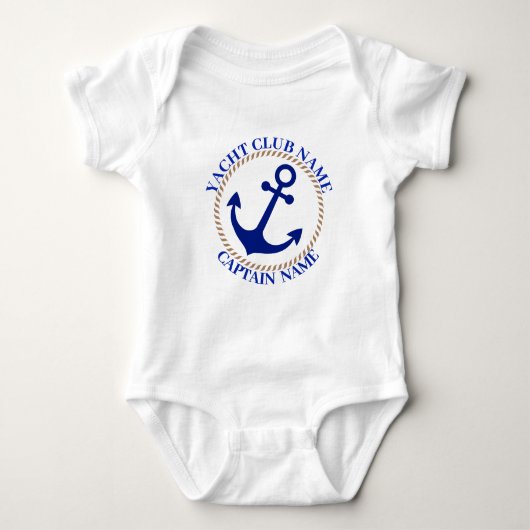 Yachthafen Blue Nautic Anchor Name Baby Strampler (Vorderseite)