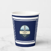Yachthafen Blue Nautic Anchor Name Pappbecher (Vorderseite)
