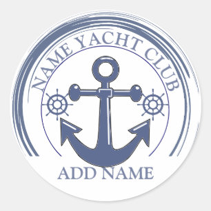 Yachthafen Blue Nautic Anchor Name Runder Aufkleber