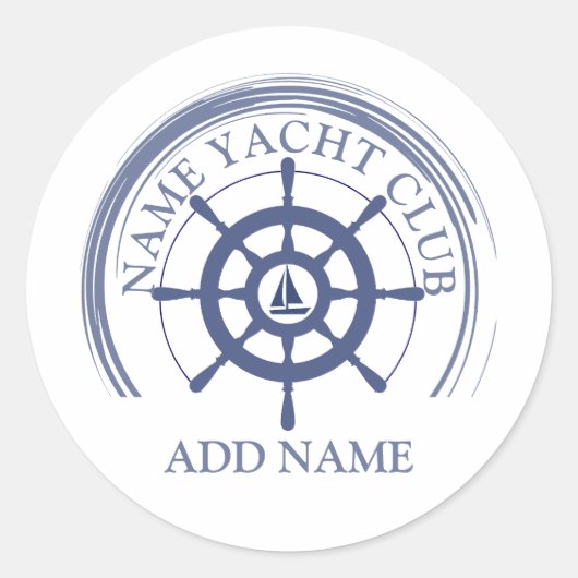 Yachthafen Blue Nautic Anchor Name Runder Aufkleber (Vorderseite)