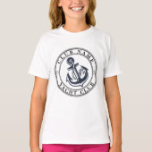 Yachthafen Blue Nautic Anchor Name T-Shirt (Vorderseite)