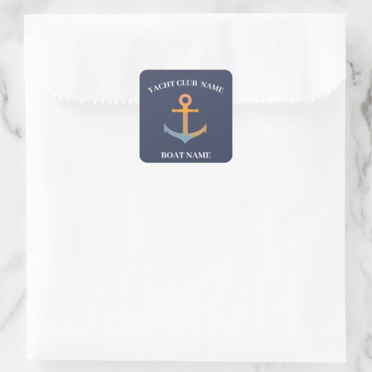 Yachthafen der Blue Marine Nautical Anchor Quadratischer Aufkleber (Tasche)