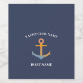 Yachthafen der Blue Marine Nautical Anchor Weinetikett (Einzelnes Label)