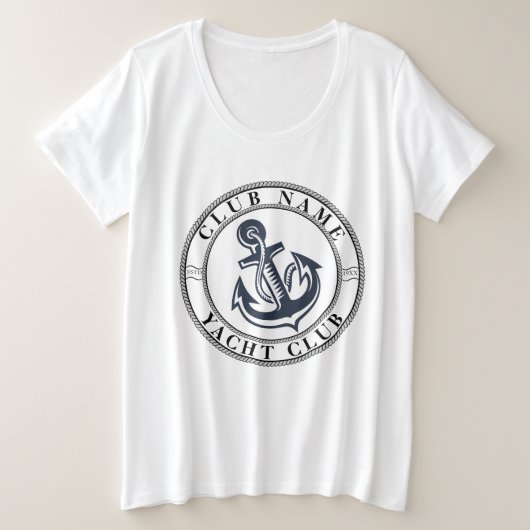 Yachthafen der Blue Navy Anchor Große Größe T-Shirt (Design vorne)