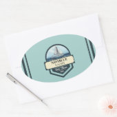 Yachthafen der Blue Navy Anchor Ovaler Aufkleber (Umschlag)