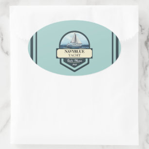 Yachthafen der Blue Navy Anchor Ovaler Aufkleber