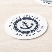 Yachthafen der Blue Navy Anchor Runder Pappuntersetzer (Angewinkelt)