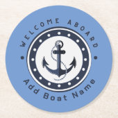 Yachthafen der Blue Navy Anchor Runder Pappuntersetzer (Vorderseite)