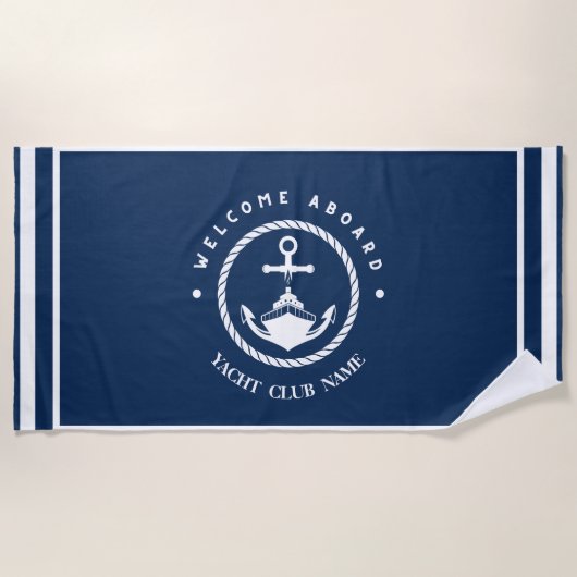 Yachthafen der Blue Navy Anchor Strandtuch (Vorderseite)
