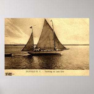 Yachting auf dem Eriesee, Büffel NY 1909 Vintag Poster