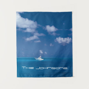 Yachting in Blue Wandteppich