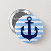 Yachting Striped Navy Anchor Button (Vorne & Hinten)