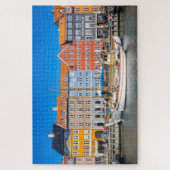 Yachts Along Colorful Nyhavn Wasserfront Kopenhage Puzzle (Vertikal)