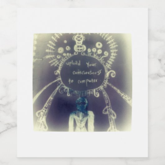 yaei lädt Ihr Bewusstsein auf den Computer hoch Weinetikett (Einzelnes Label)