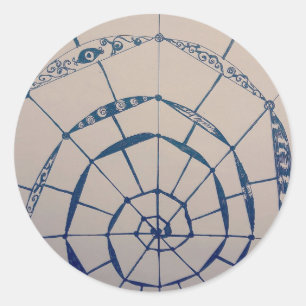 yaei Spinnennetze Kunst Runder Aufkleber