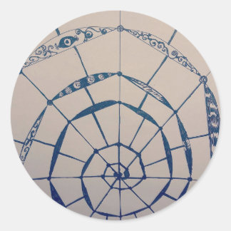 yaei Spinnennetze Kunst Runder Aufkleber