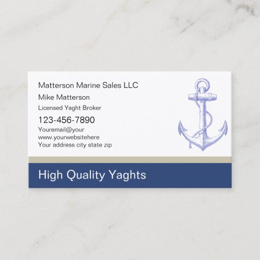 Yaght Broker Visitenkarten Visitenkarte (Vorderseite)