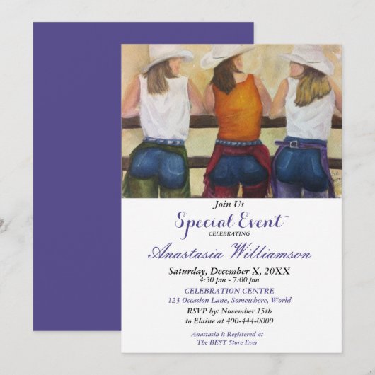 YAHOO WESTERN PARTY EREIGNIS EINLADUNG (Vorne/Hinten)