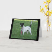 Yahtzee Der Hund mit Ball Grußkarte Karte (Gelbe Blume)