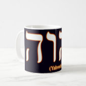 Yahweh (geschrieben auf Hebräer) Tasse (Vorderseite Links)