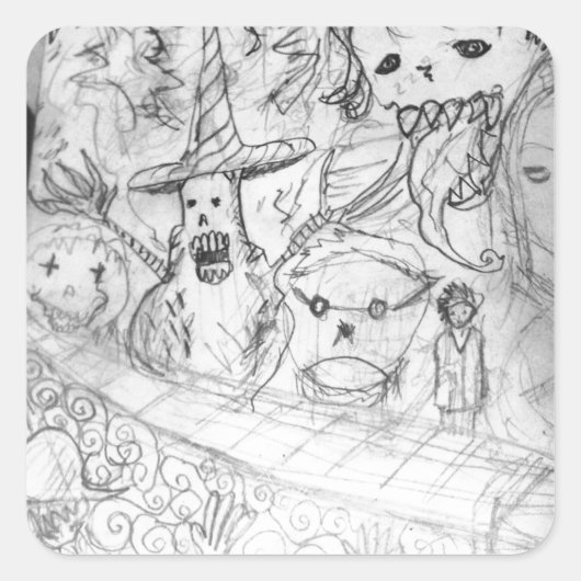 Yaie Monster Manga Animes Quadratischer Aufkleber (Vorderseite)