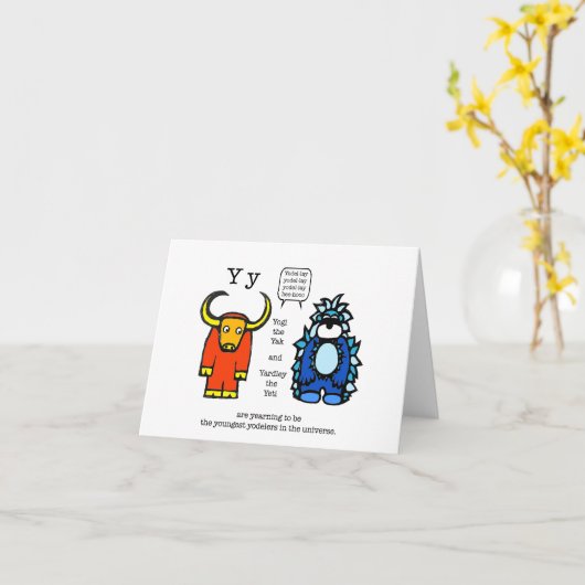 Yak and Yeti note card Karte (Gelbe Blume)