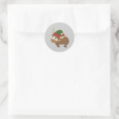 Yak Christmas Elf Runder Aufkleber (Tasche)