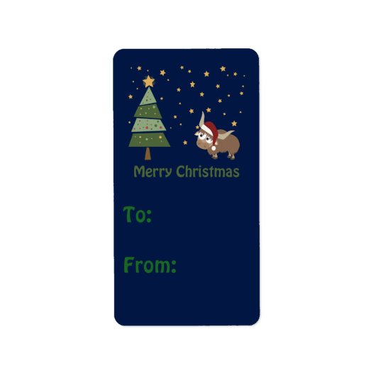 Yak Christmas Gift tag Adressaufkleber (Vorne)