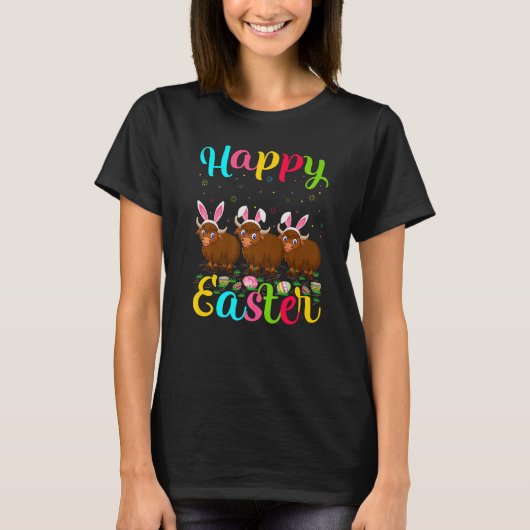 Yak Funny Easter Egg Bunny Yak Happy Oster T-Shirt (Vorderseite)